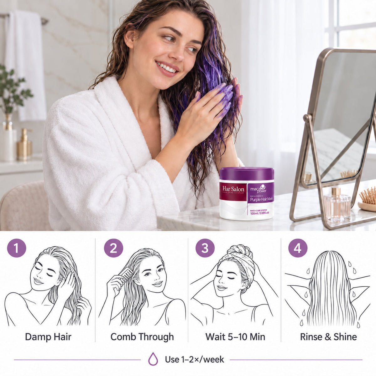Purple Hair Mask — Neutralize Brass, Keep Your Blonde Cool