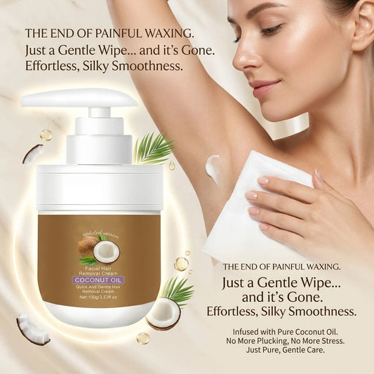 🥥 Painless Hair Removal — Face, Underarms, Legs, & Intimate Areas — Gentle Growth Inhibition: Coconut Hair Removal Cream