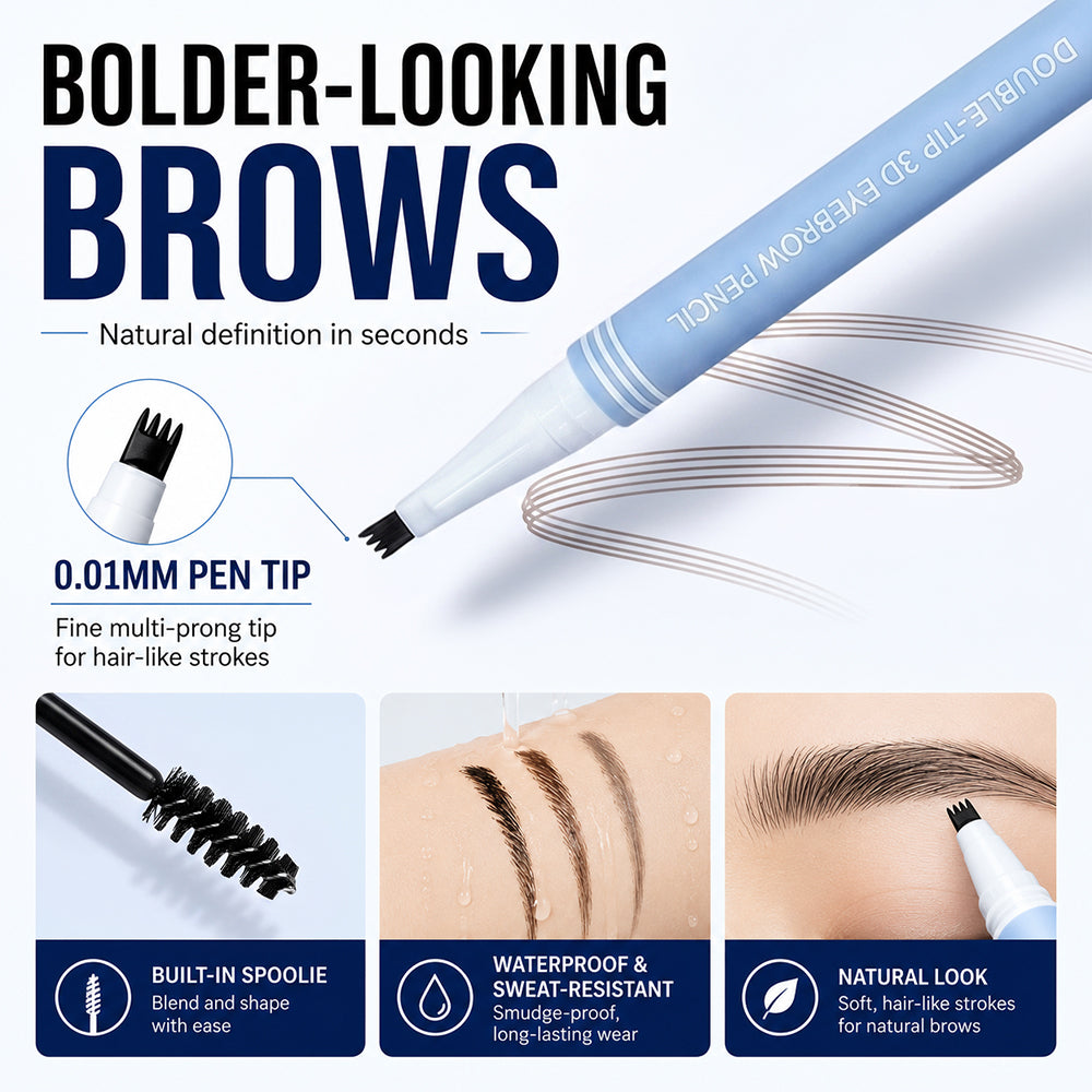 Waterproof 2-in-1 Micro-Fork Eyebrow Pen & Tinted Gel