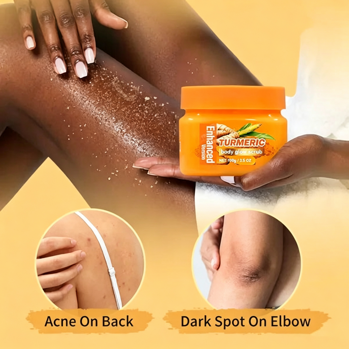 Turmeric Nourishing Scrub – Infused with natural turmeric extract and moisturizing ingredients