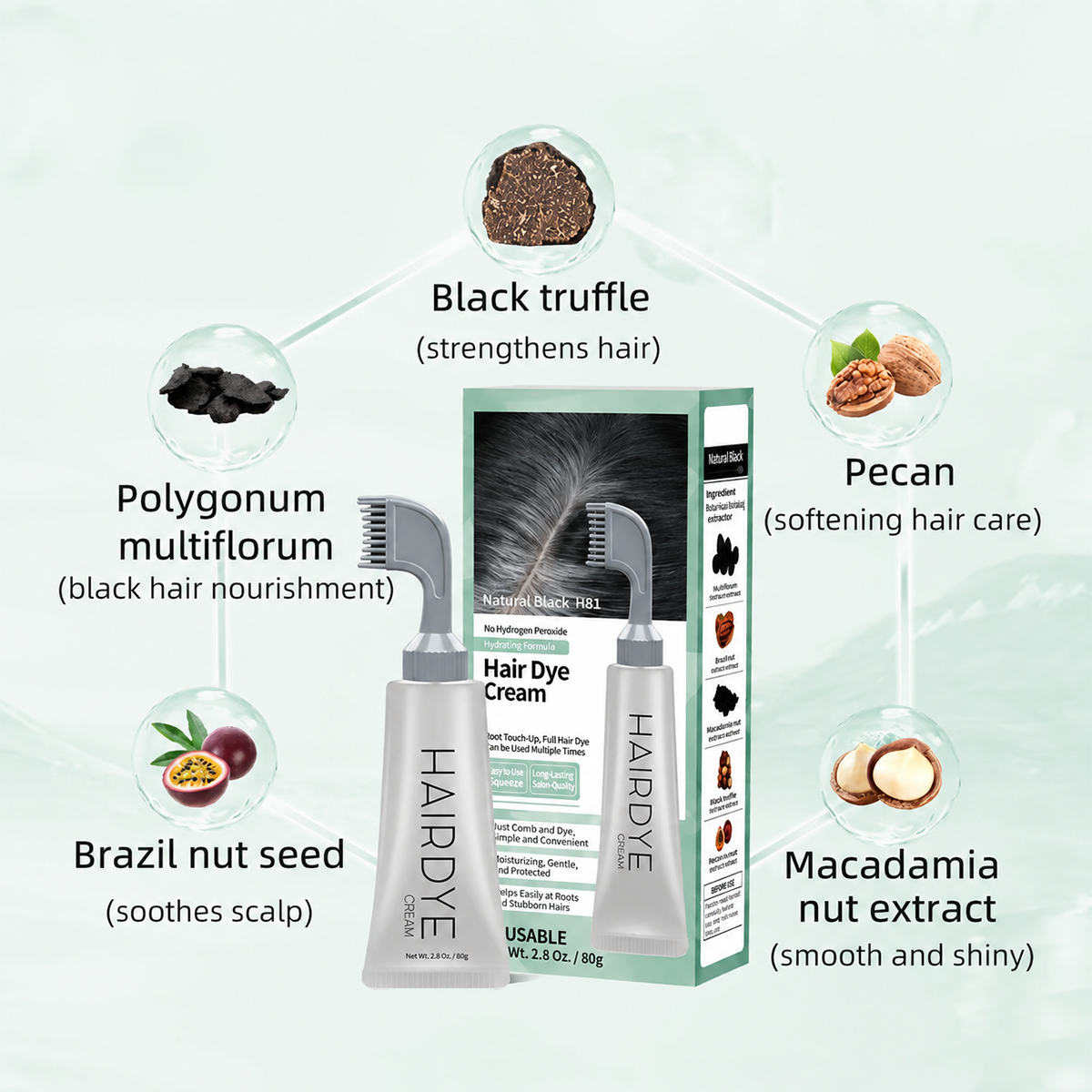 Unisex Grey Coverage Hair Dye with Hair Care