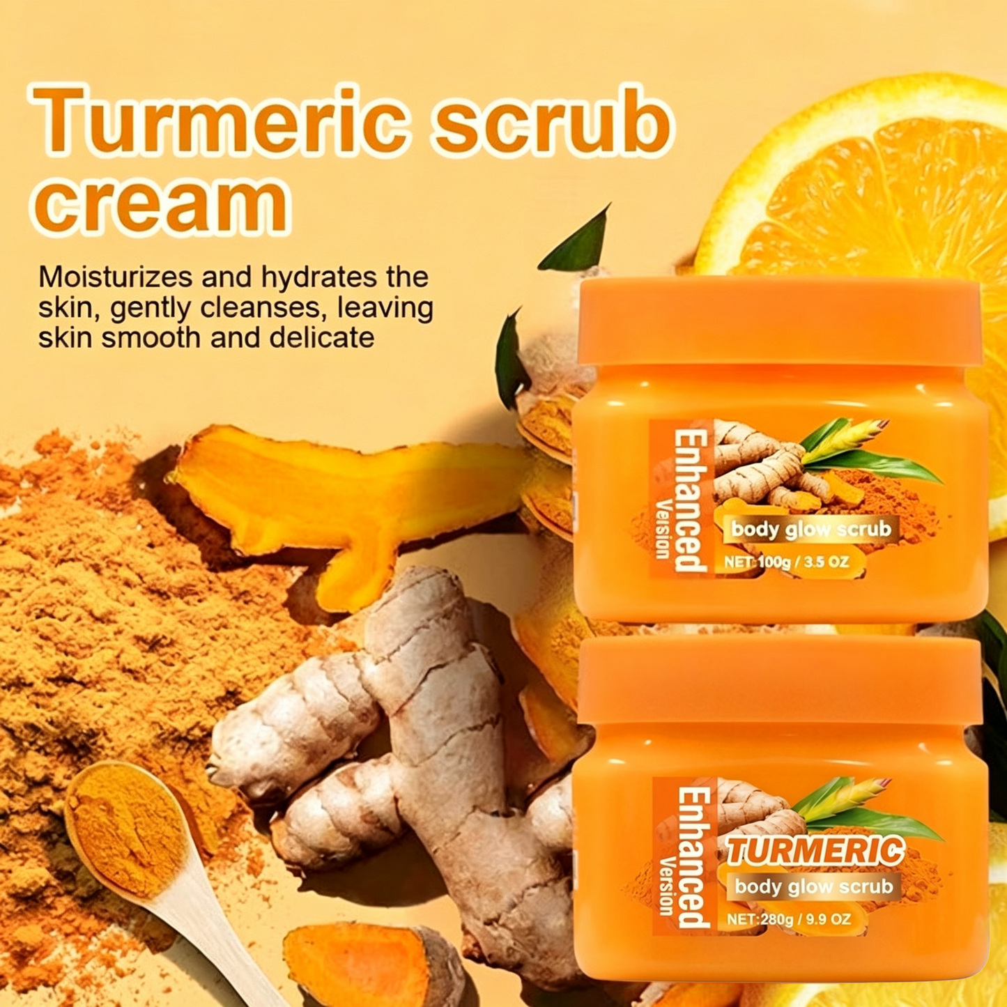 Turmeric Nourishing Scrub – Infused with natural turmeric extract and moisturizing ingredients