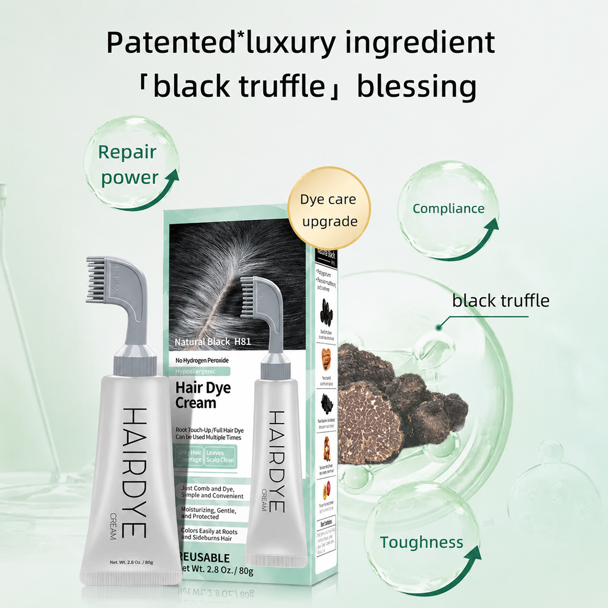 Unisex Grey Coverage Hair Dye with Hair Care