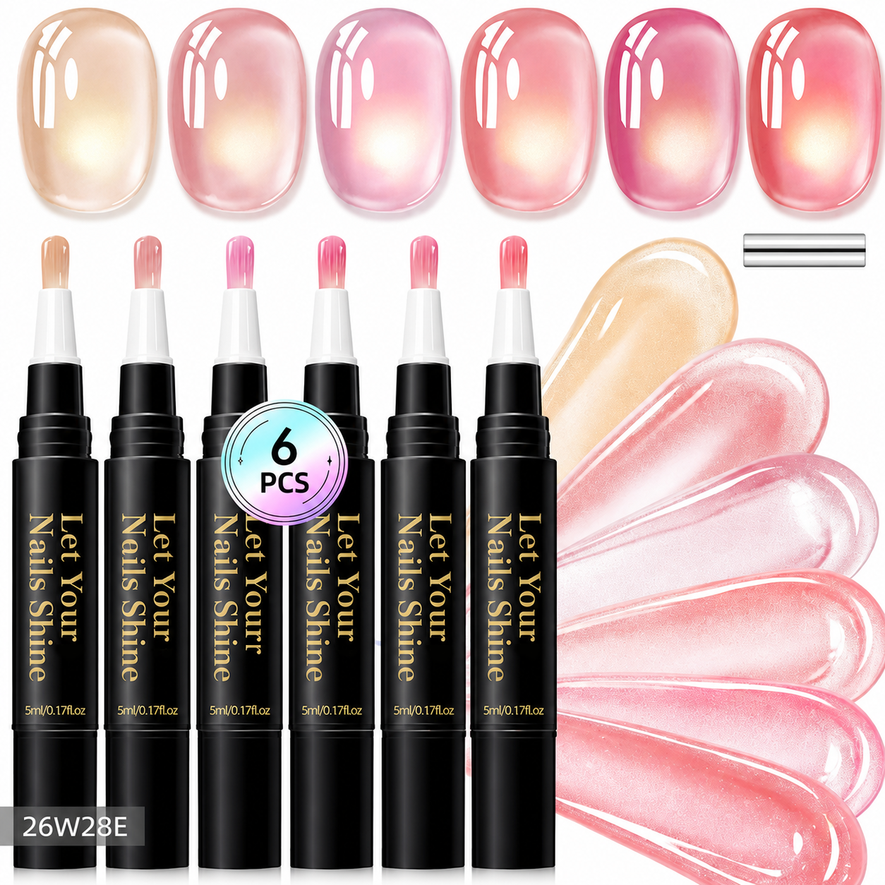 5 in 1 Aurora Gel Nail Polish Pen with Base Color and Top Coat