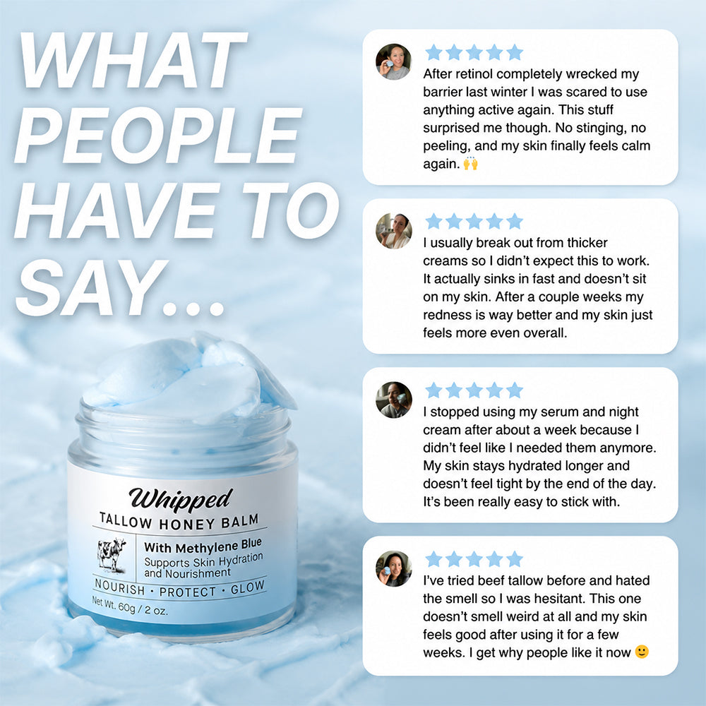 Whipped Tallow Honey Balm with Methylene Blue