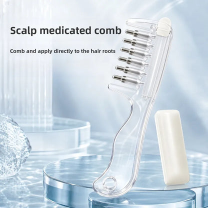 💧Refillable Scalp Oil Applicator Comb with 6 Metal Massage Tips – Even Root Serum Distribution & Scalp Stimulation for Hair Care