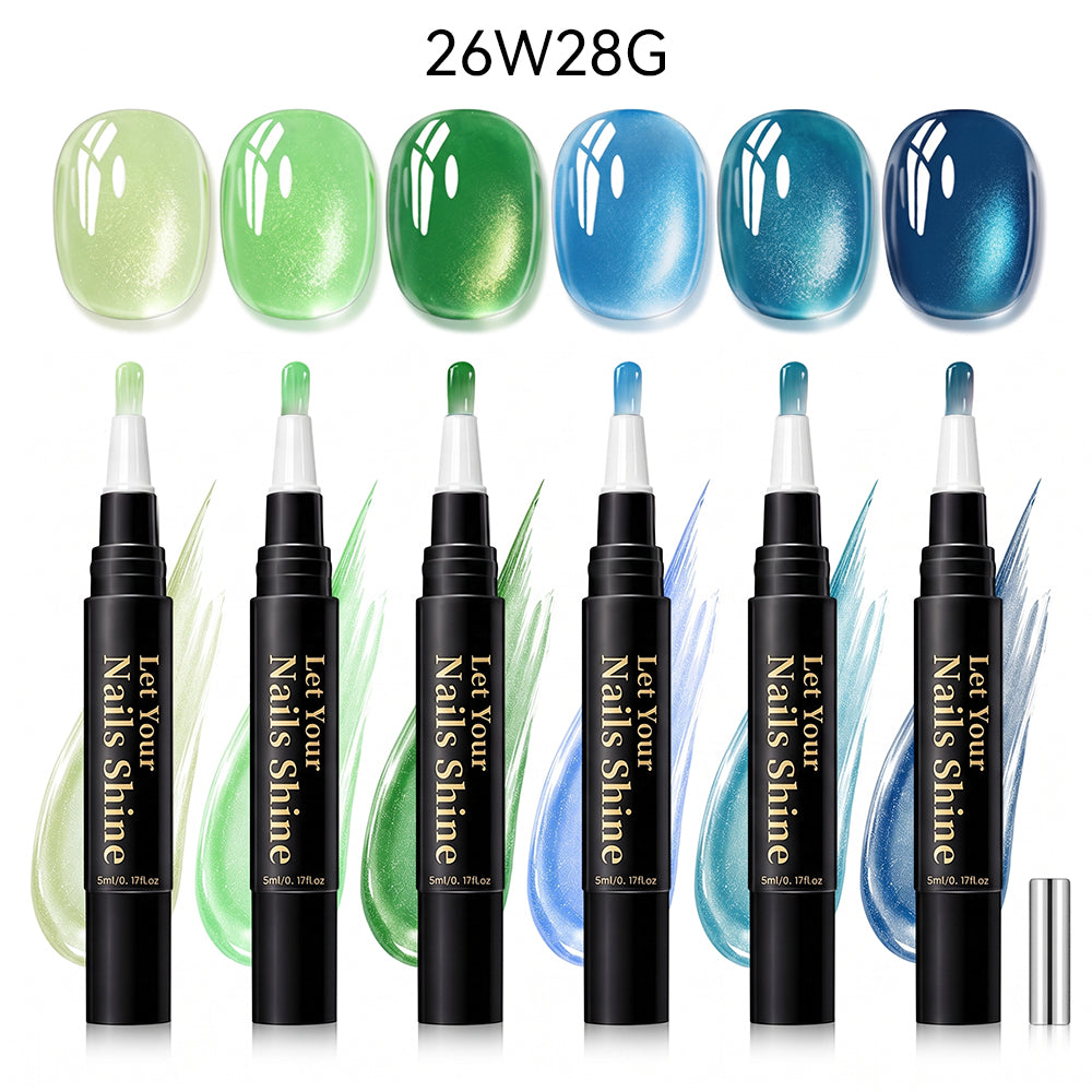 5 in 1 Aurora Gel Nail Polish Pen with Base Color and Top Coat